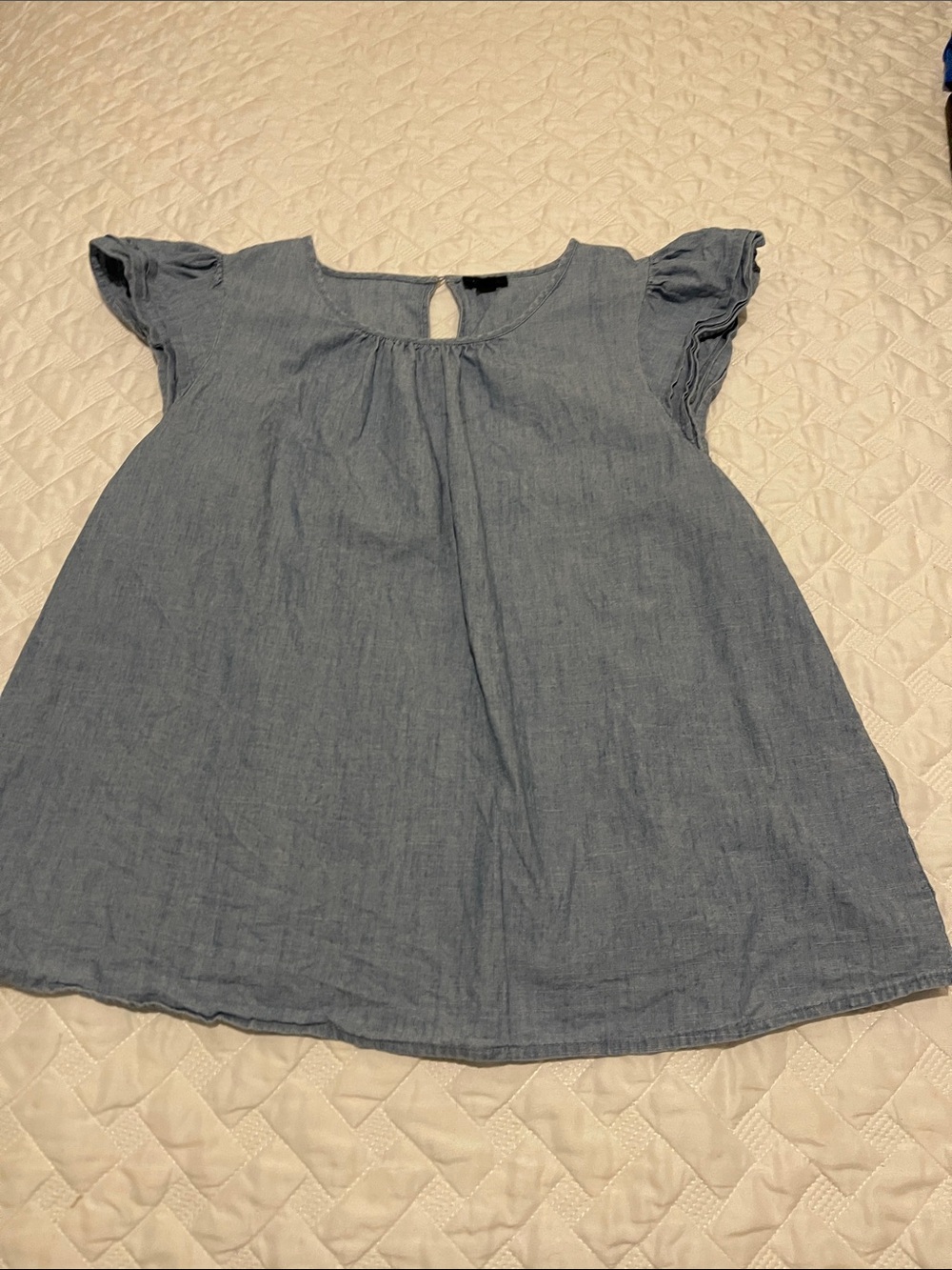 J. Crew Light Chambray Flutter Sleeve Tunic - Light Blue